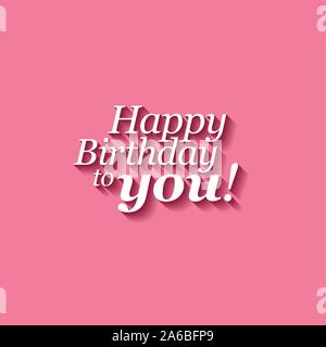 Modern Happy Birthday card template with minimalistic typography and long shadow effect Stock Vector