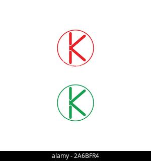 Letter K logo icon design template elements. Green and red - Vector Stock Vector
