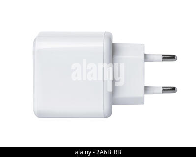 Side view of blank wall charger plug isolated on a white Stock Photo