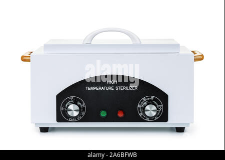 Front view of table top high temperature sterilizer isolated on white Stock Photo