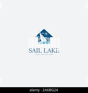 sail lake and home logo designs modern Stock Vector