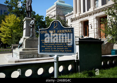 civil war arsenal plaque outside the indiana statehouse state capitol building indianapolis indiana USA Stock Photo