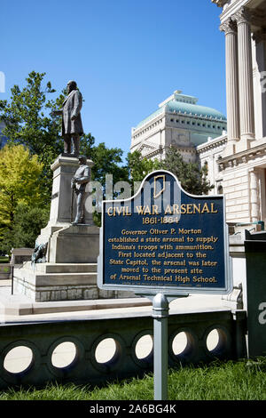 civil war arsenal plaque outside the indiana statehouse state capitol building indianapolis indiana USA Stock Photo