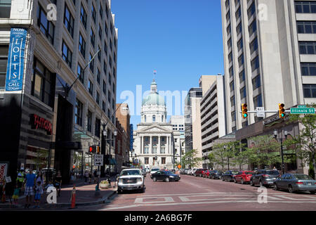 west market street and indiana statehouse state capitol building indianapolis indiana USA Stock Photo