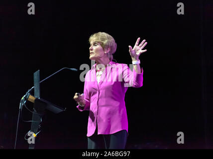 Gina Rippon, Professor Emeritus of Cognitive Neuroimaging, Aston Brain Centre,  talking about 'The myth of male and female brains', on the Humans Stage, at New Scientist Live 2019 Stock Photo