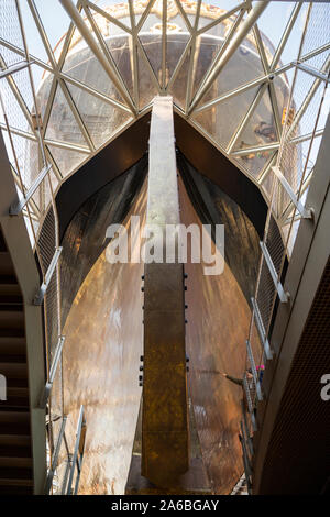 Ship rudder with skin sheathing of brass alloy metal made from copper ...