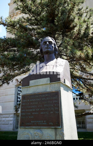 Christopher Columbus bust indiana statehouse state capitol building indianapolis indiana USA Stock Photo