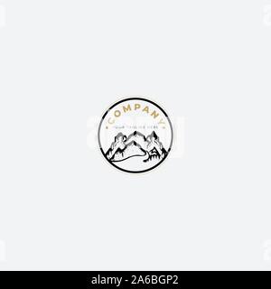 passport outdoor logo designs mountain and compass logo Stock Vector