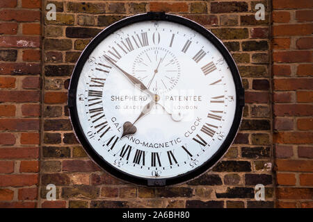 Twenty Four hour / 24 hour Greenwich Galvano-Magnetic clock ( by Shepherd ) on the wall of the Royal Observatory, Greenwich (ROG) London. UK (105) Stock Photo
