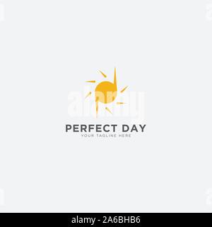 Perfect Day logo with letter P and D logo sun Stock Vector