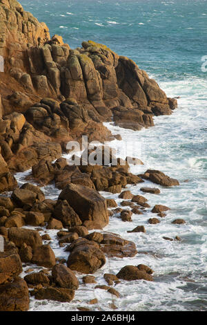 Rocky shore at Porthgwarra Cove in West Cornwall Stock Photo