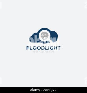 flood light logo search system modern cloud Stock Vector