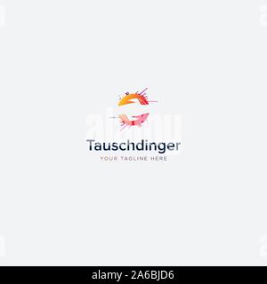 two hands tauschdinger logo design modern teamwork Stock Vector