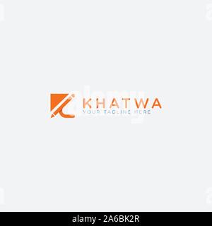 khatwa logo design with pencil modern logo Stock Vector