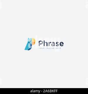 simple head mascot phrase logo design with parrot bird Stock Vector