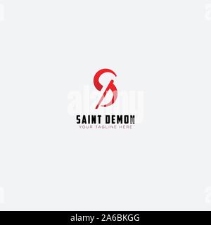 saint demon logo with initial letter S and D Stock Vector