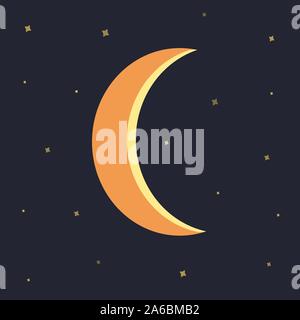 Night sky with stars and moon blue background. Colorful illustration Stock Vector