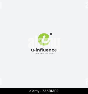u influence logo design with letter u and i Stock Vector