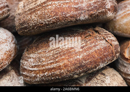 Sourdough fresh bread loaf artisanal food background Stock Photo