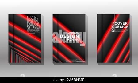 Vector collection of book cover backgrounds. eps 10 vector design illustrations. red color and dark Stock Vector