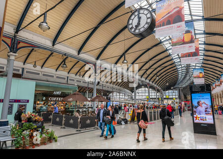 Newcastle Railway Station is on the East Coast Main Line, serving the city of Newcastle upon Tyne, Tyne and Wear, England. Stock Photo