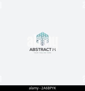 abstract initial M and Box logo design Stock Vector