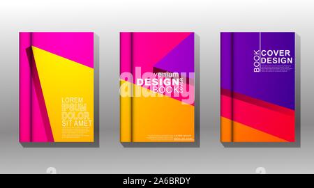 Minimal book cover design with geometric shapes. colorful vector design Stock Vector