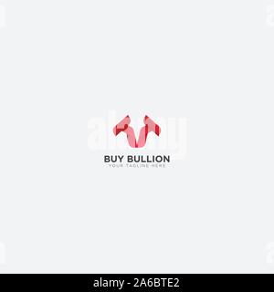 Buy Bullion logo with abstract bullish market or bull Stock Vector