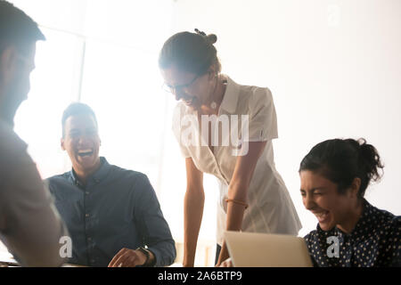 Happy business team having fun and enjoy time at office. Stock Photo