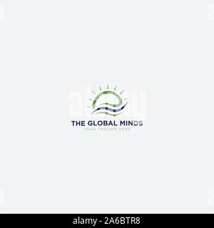 the global minds logo design with sun abstract Stock Vector