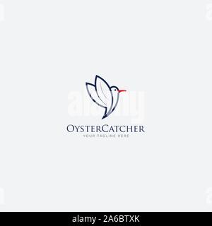 flying bird line art, oyster catchers bird logo Stock Vector
