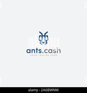ant cash logo design with line art abstract Stock Vector