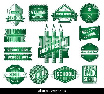 Set of School vintage labels Stock Vector