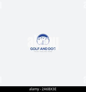 blue golf and dog logo design Stock Vector