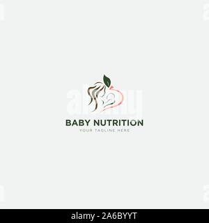 baby nutrition logo with natural mom and kid Stock Vector