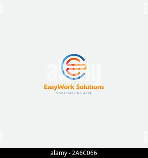 Easy Work Logo with letter E and W, modern logo Stock Vector
