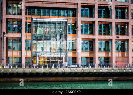 Morgan Stanley London Offices in Canary Wharf. Architects Skidmore Owings Merrill completed 2003. Morgan Stanley European HQ. Stock Photo