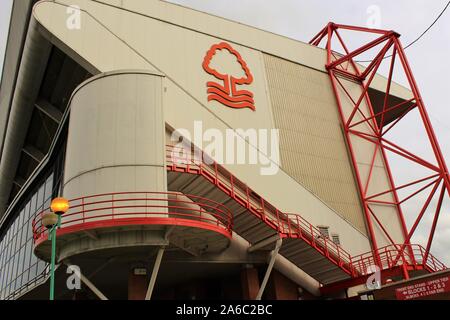 View of one side of the Trent End stand of the City Ground, home stadium of Nottingham Forest F.C. Stock Photo