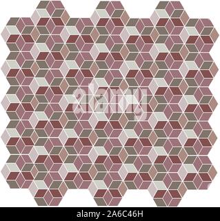 Seamless hexagonal, cubic geometric colorful mosaic pattern Stock Vector