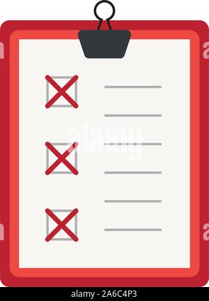 Icon clipboard checklist or document with checkmark with text in flat style Stock Vector