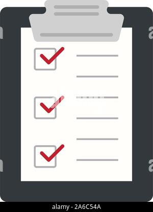 Icon clipboard checklist or document with checkmark with text in flat style Stock Vector