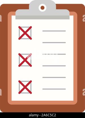 Icon clipboard checklist or document with checkmark with text in flat style Stock Vector