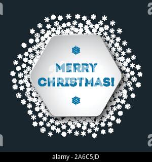 Scattered snowflakes under the retro frame Stock Vector