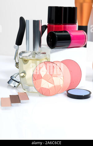 still life with beauty and makeup products Stock Photo