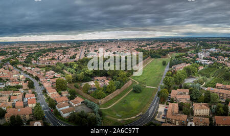 Ferrara city walls and bastions aerial view Emilia Romagna Italy Stock ...