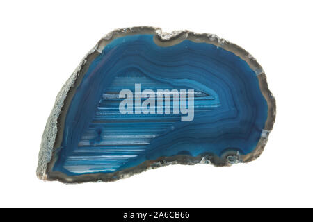 Minerals: Blue agate isolated on white background Stock Photo