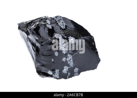 Minerals: Raw snowflake obsidian isolated on white background Stock Photo
