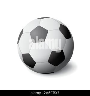 White and black soccer ball icon isolated, sports equipment, hobby and activity, vector illustration. Stock Vector