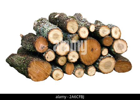 Pile of wood for heating isolated on white background. Stock Photo