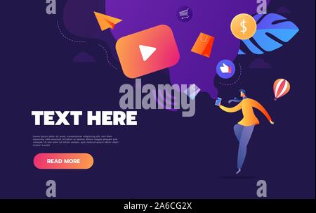 people streaming online video with their laptop, smartphone vector illustration concept, online tutorial video streaming can use for, landing page. Stock Vector